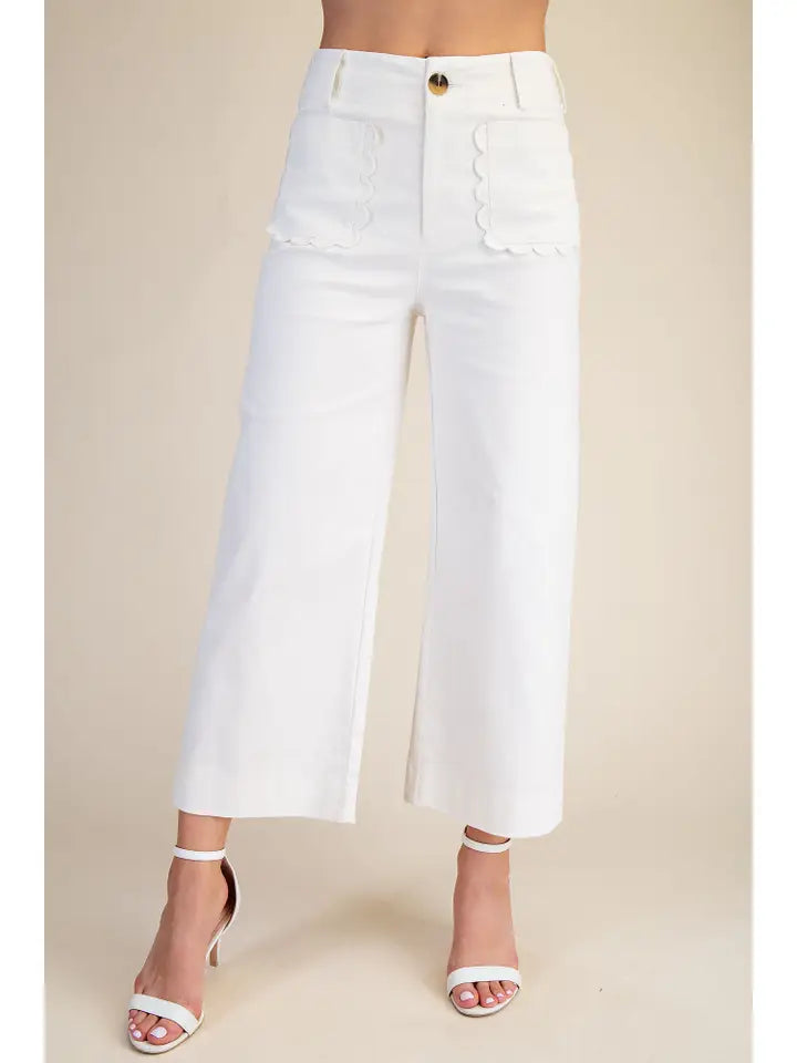 Glam Colette Cropped Scallop Pocket Detail Pants