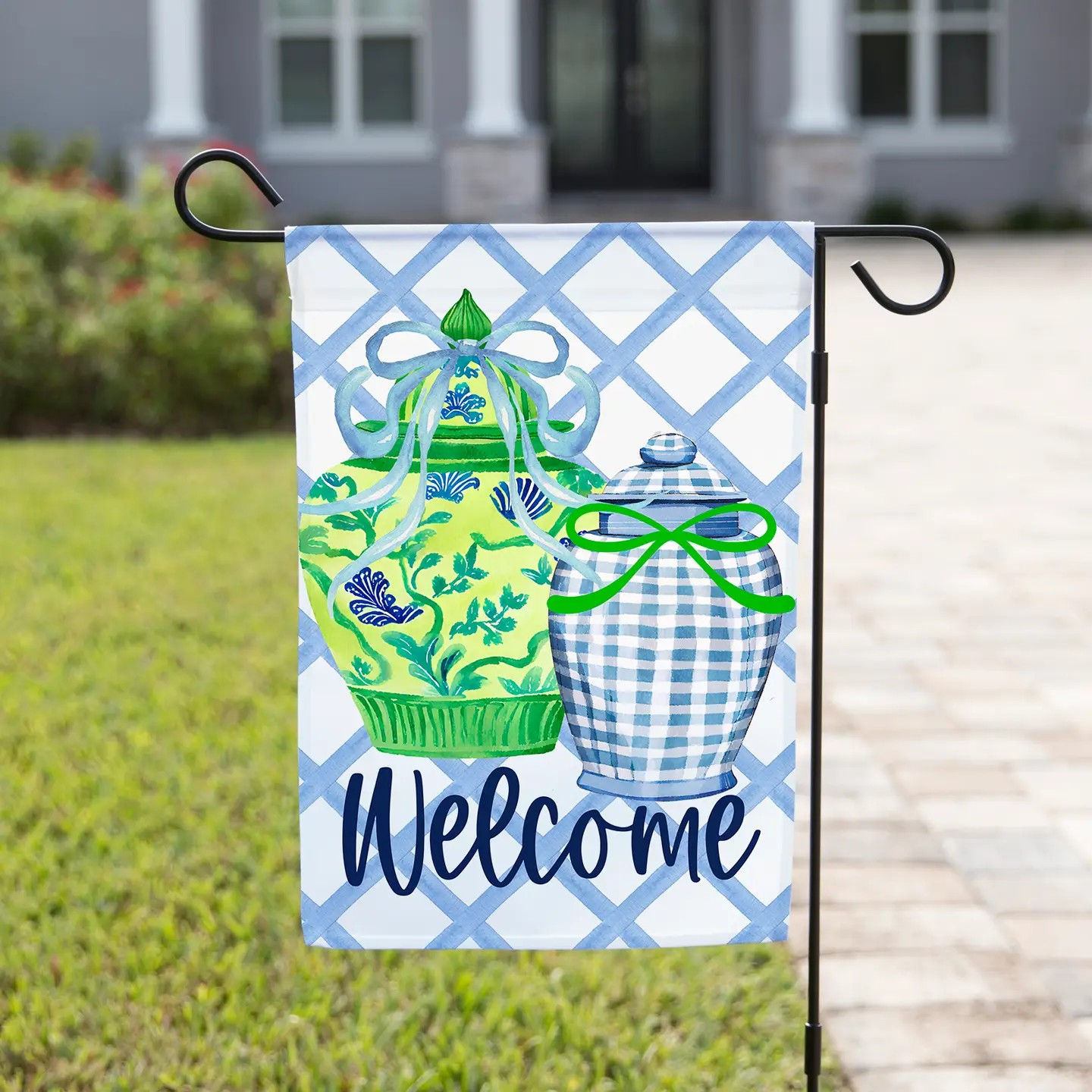 Navy Knot Garden Flags