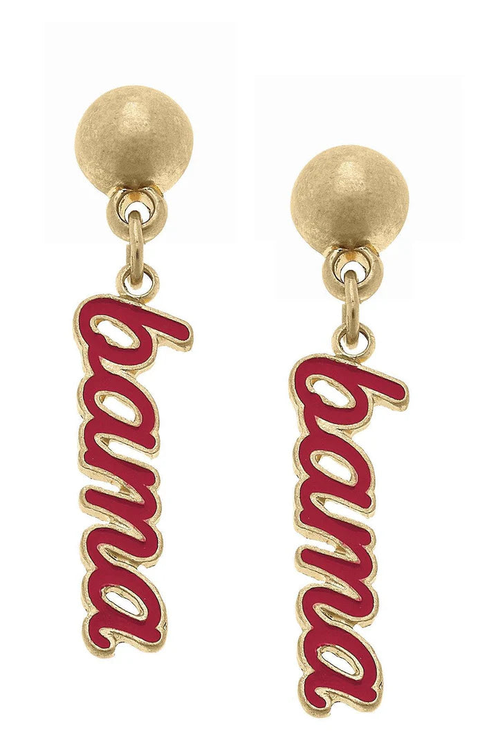 Canvas Gameday Enamel Script Earrings