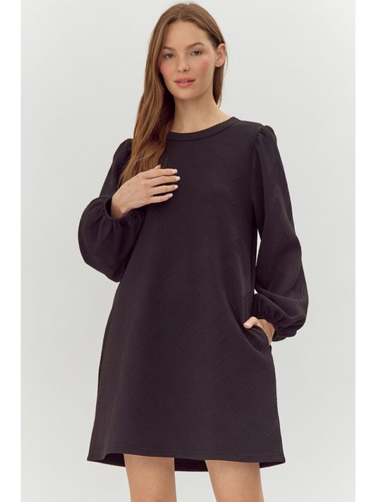 Jodifl Textured LS Dress - Black