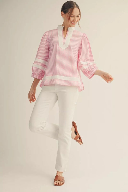 Jodifl Pink Striped Caftan Top