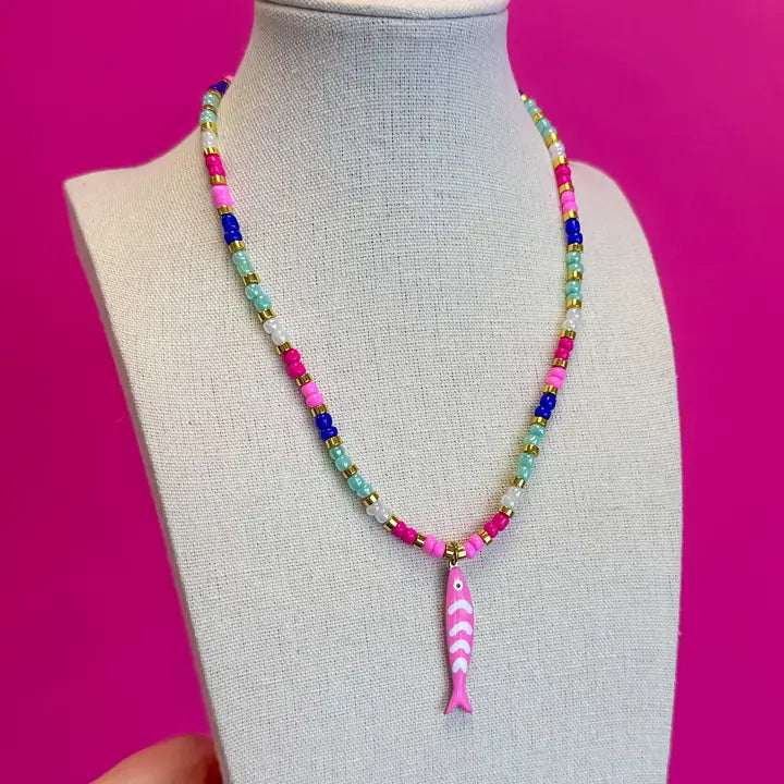 Multi Bead Fish Necklace