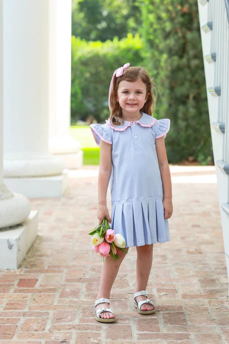 Trotter Street Camilla Dress - Dusty Blue/Pink