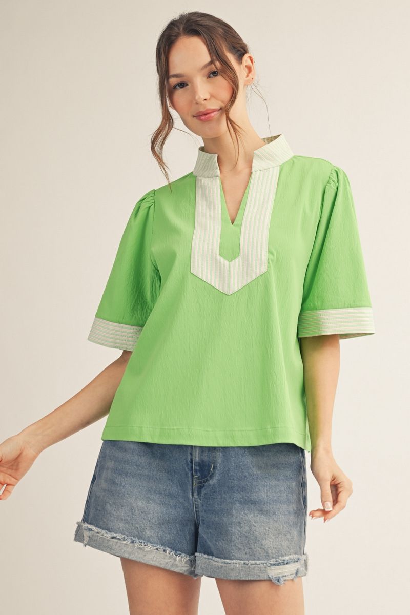 Jodifl Short Sleeve Striped Caftan Top