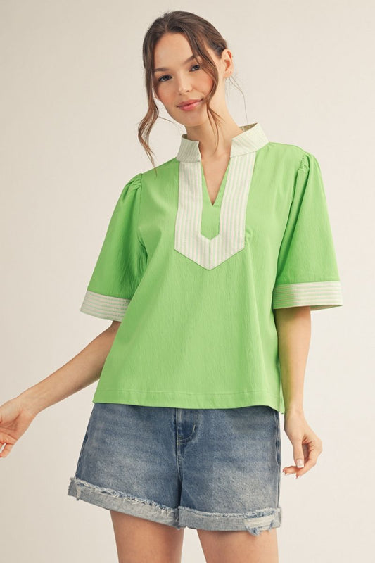Jodifl Short Sleeve Striped Caftan Top