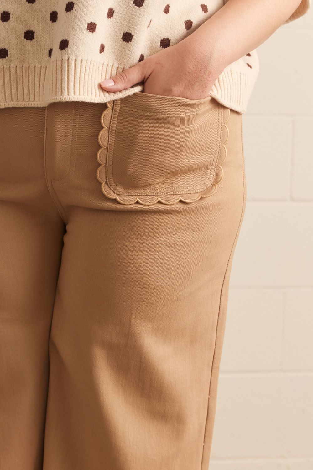 Entro Plus Solid Pants with Scallops