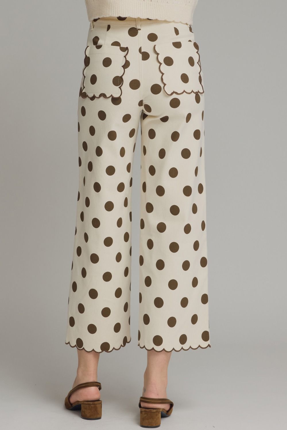 Entro Brown Polka Dot Scallop Pants