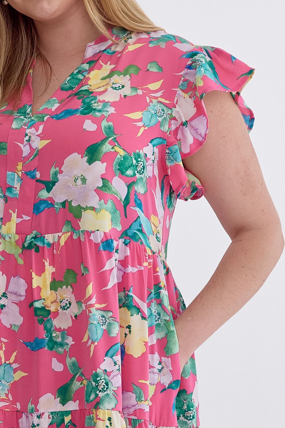 Entro Plus Floral Midi - Pink