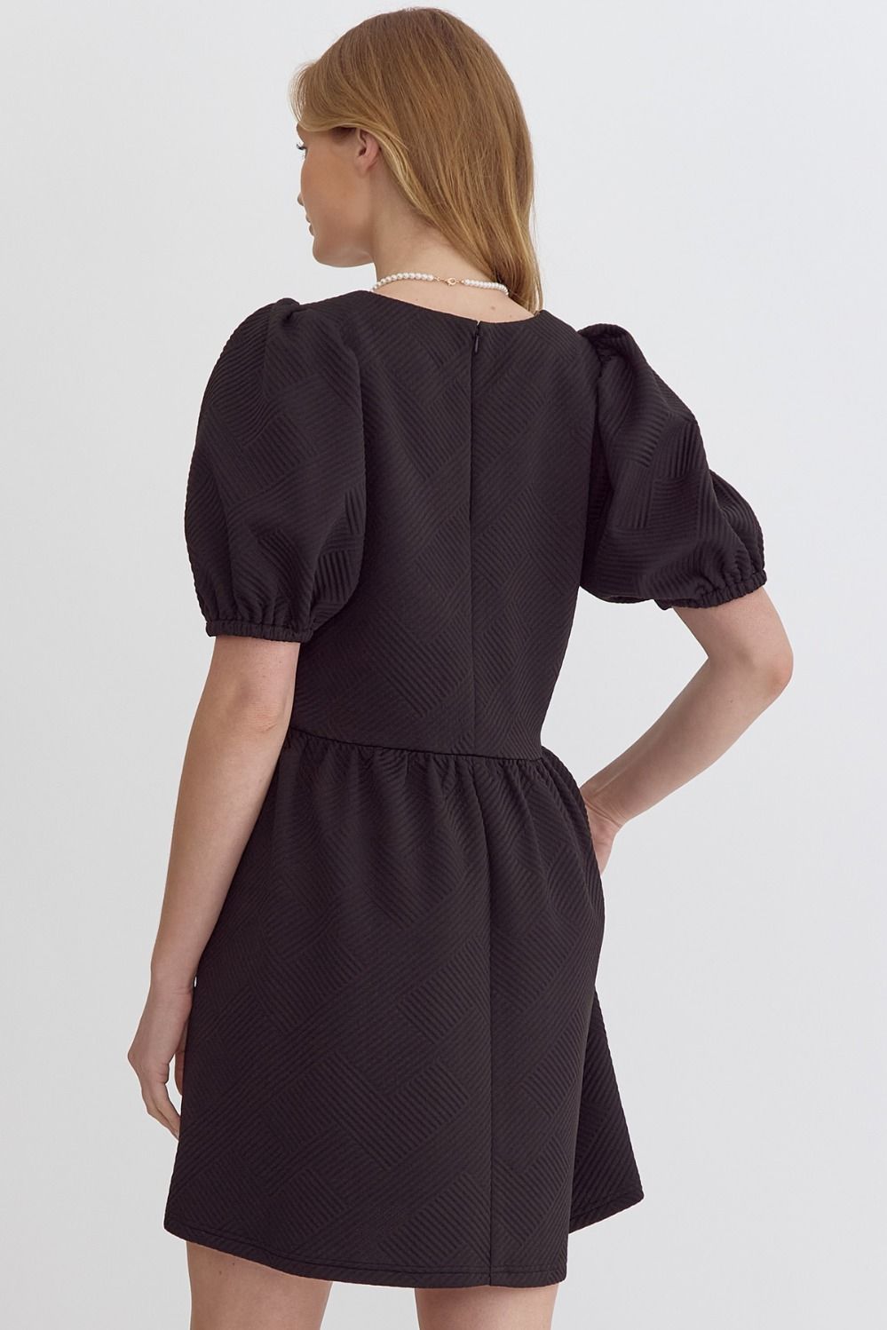 Entro Textured Square Neck Mini Dress