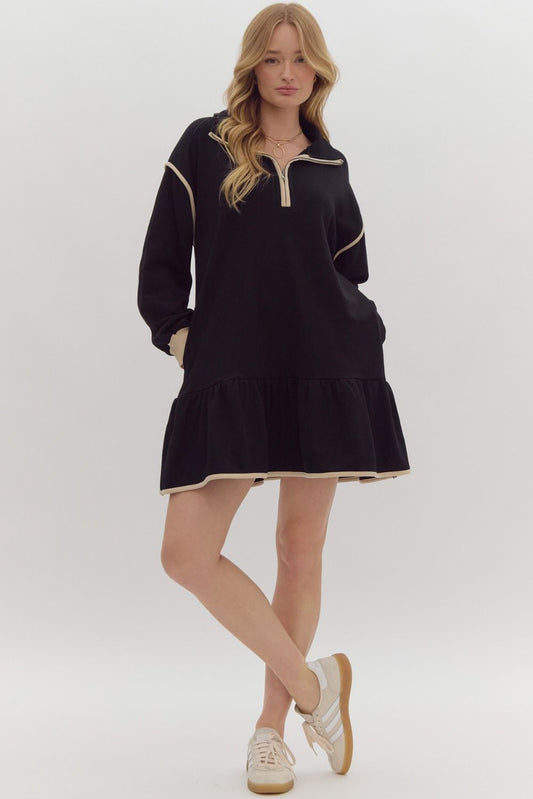 Entro Ruffle Detail Zip Sweatshirt Dress