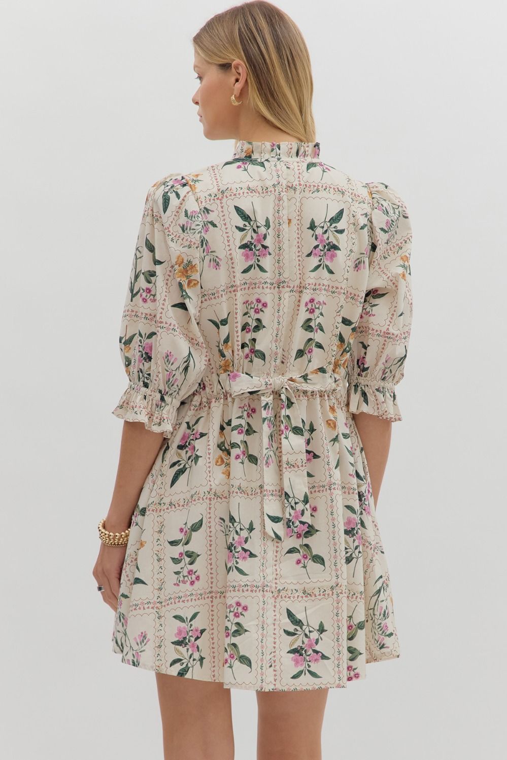 Entro Floral Panel Dress with Back Tie Detail