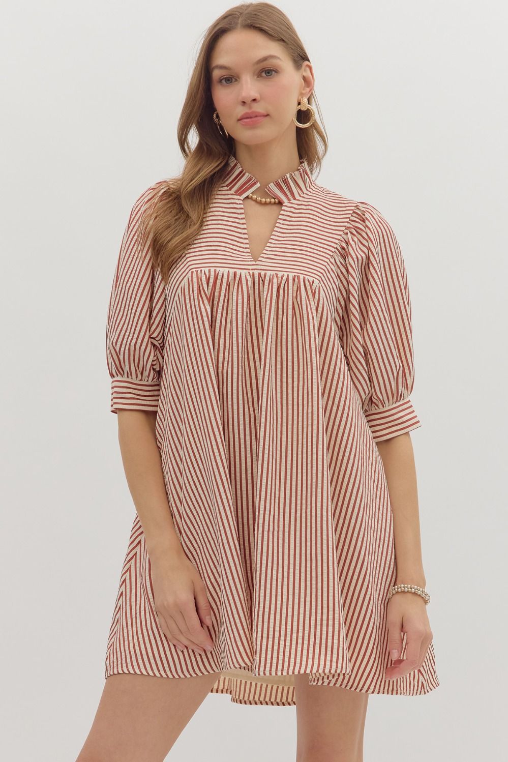 Entro Seersucker Frill Mini Dress