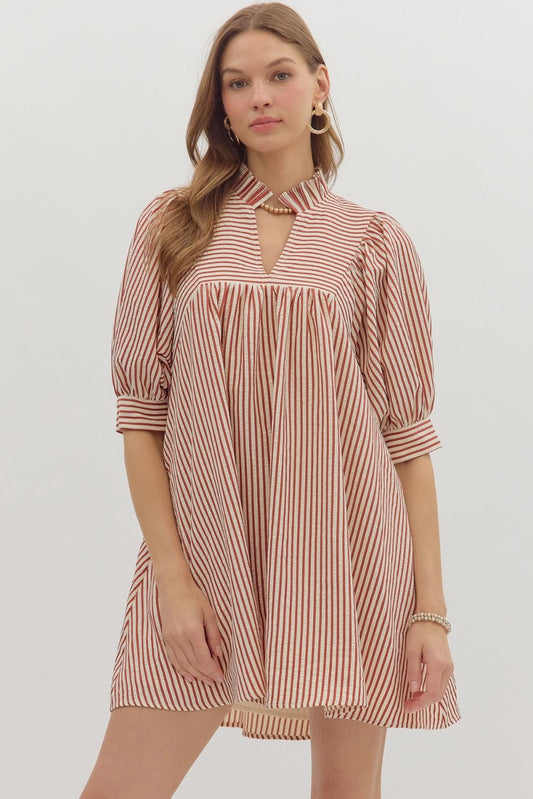 Entro Seersucker Frill Mini Dress