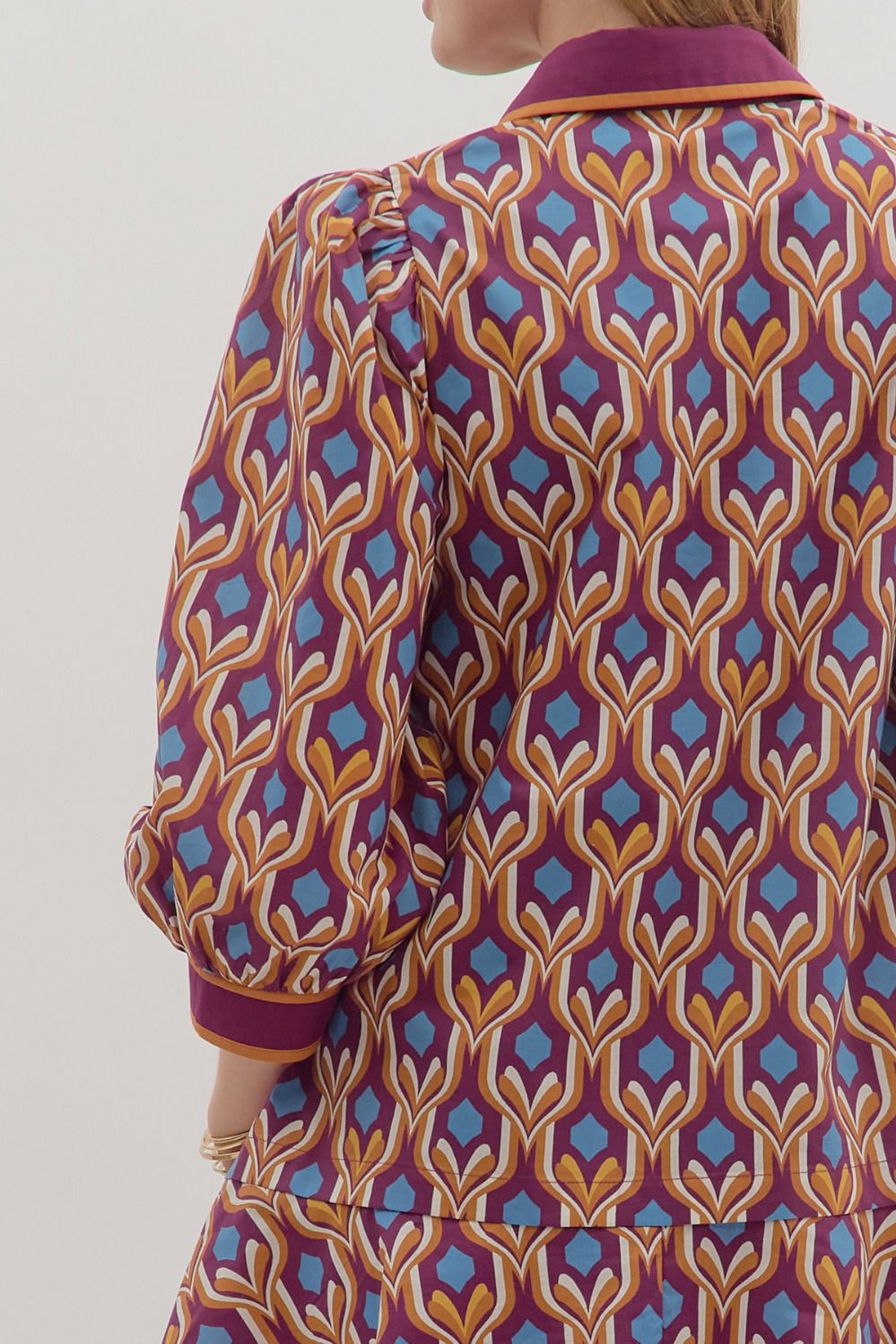 Entro Geometric Print Long Sleeve Mini Dress
