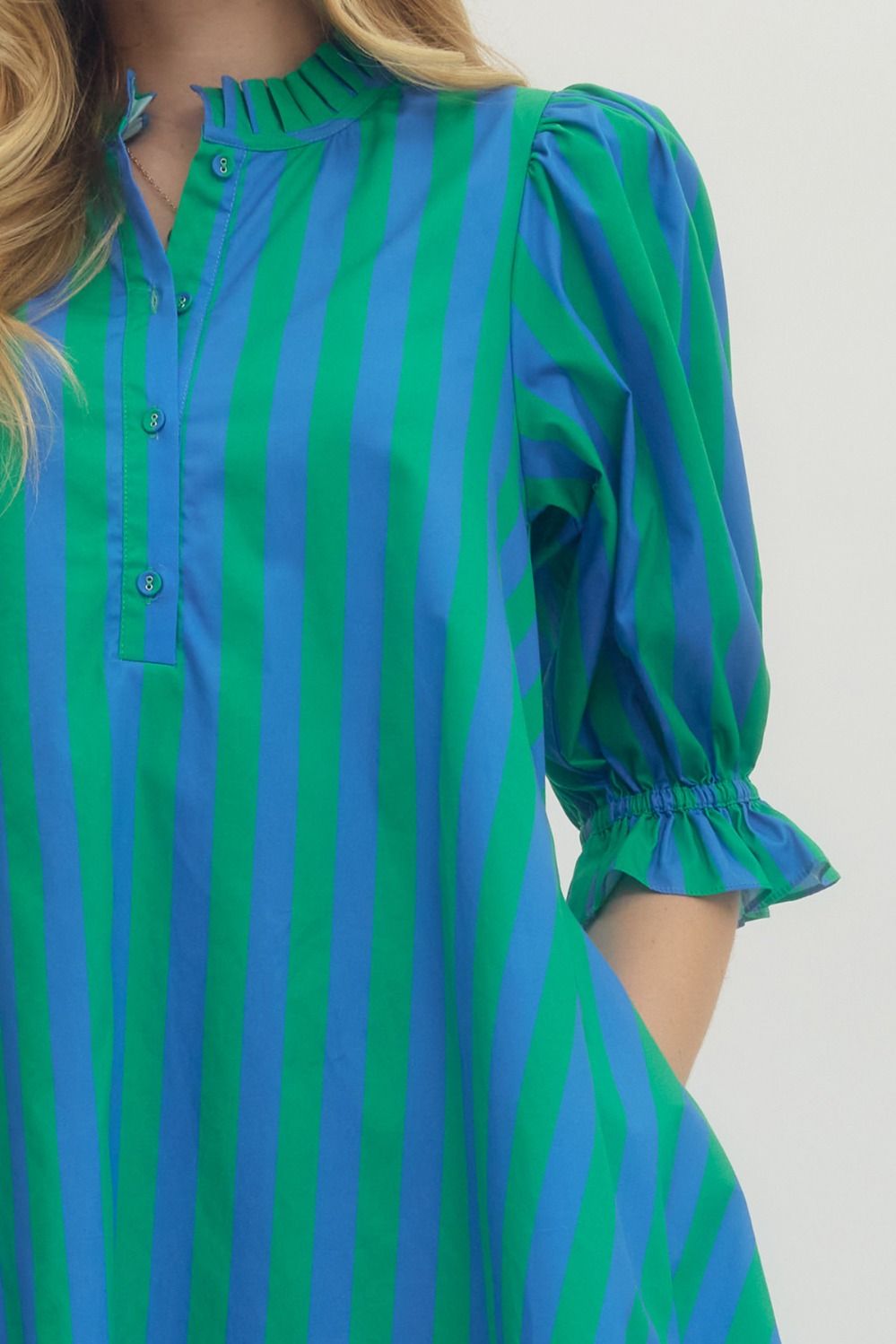 Entro Stripe 3/4 Mini Dress with Back Tie