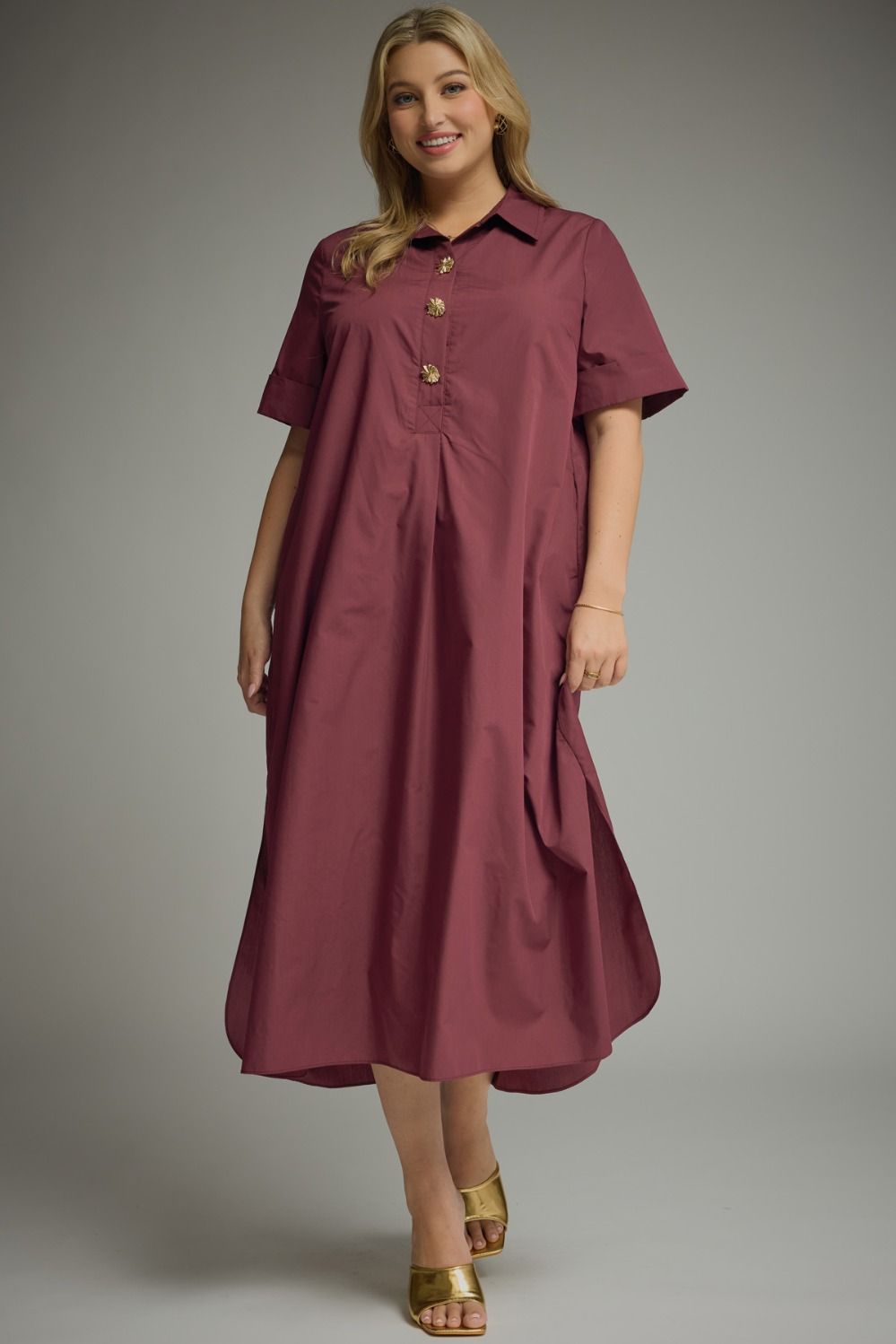 Entro Plus Solid Midi with Decorative Buttons
