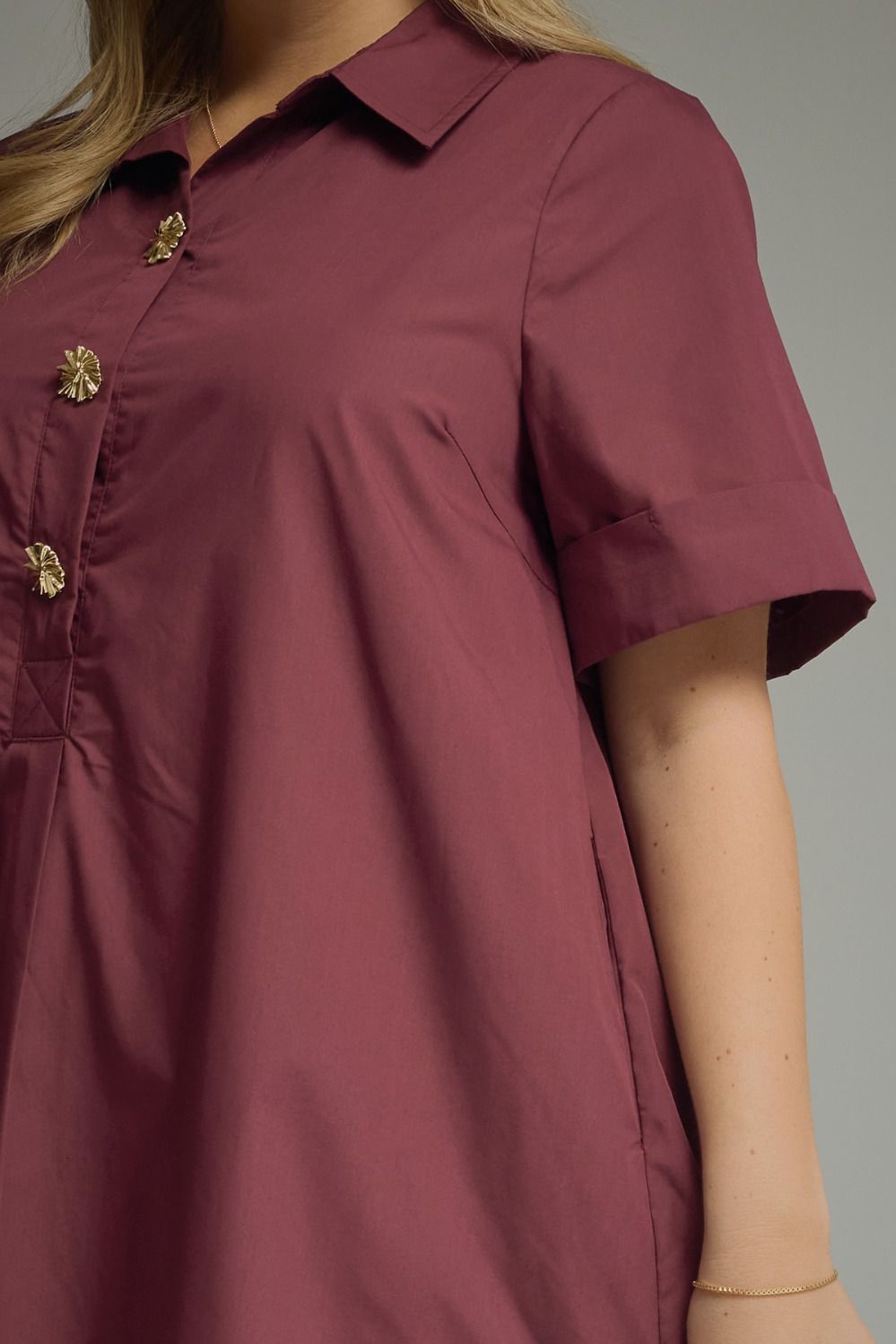 Entro Plus Solid Midi with Decorative Buttons