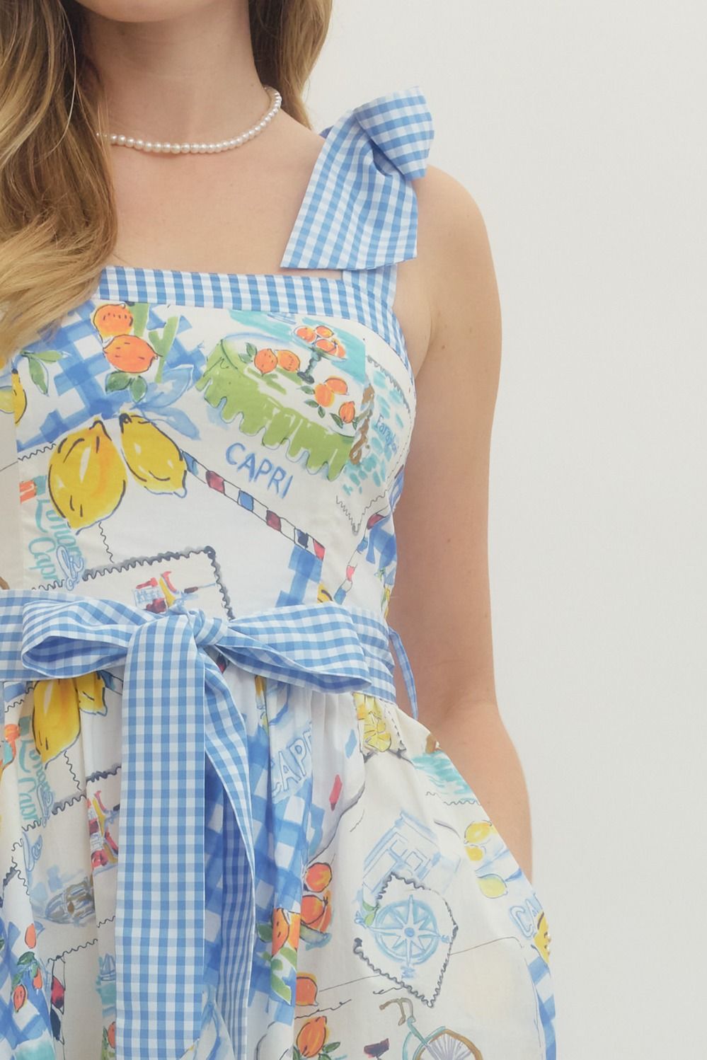 Entro Capri Printed Midi Dress with Ties