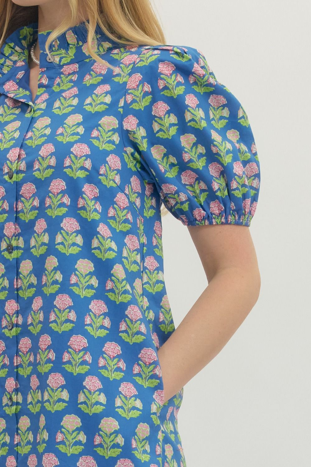 Entro Botanical Puff Sleeve Dress