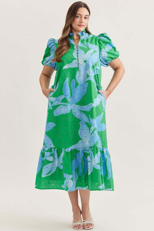Entro Plus Botanical Floral Midi with Eyelet