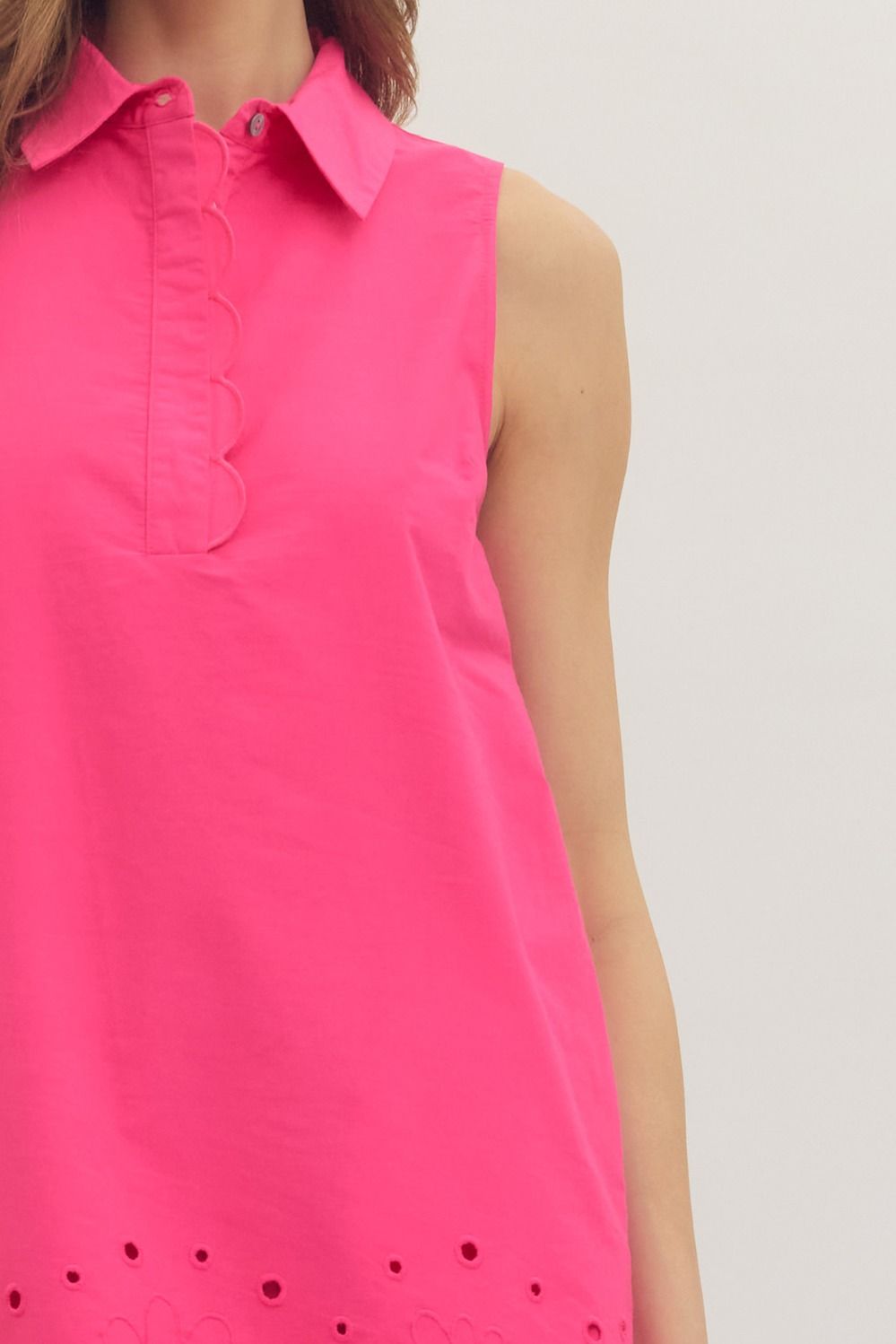 Entro Scalloped Collar Eyelet Dress