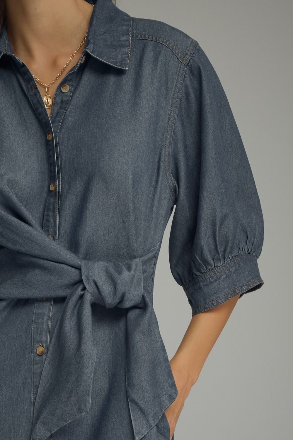Entro Denim Mini Dress with Side Tie