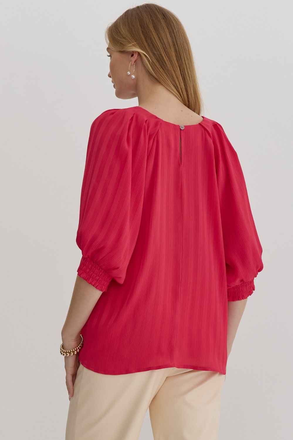 Entro Texture Detail Solid Top - Hot Pink