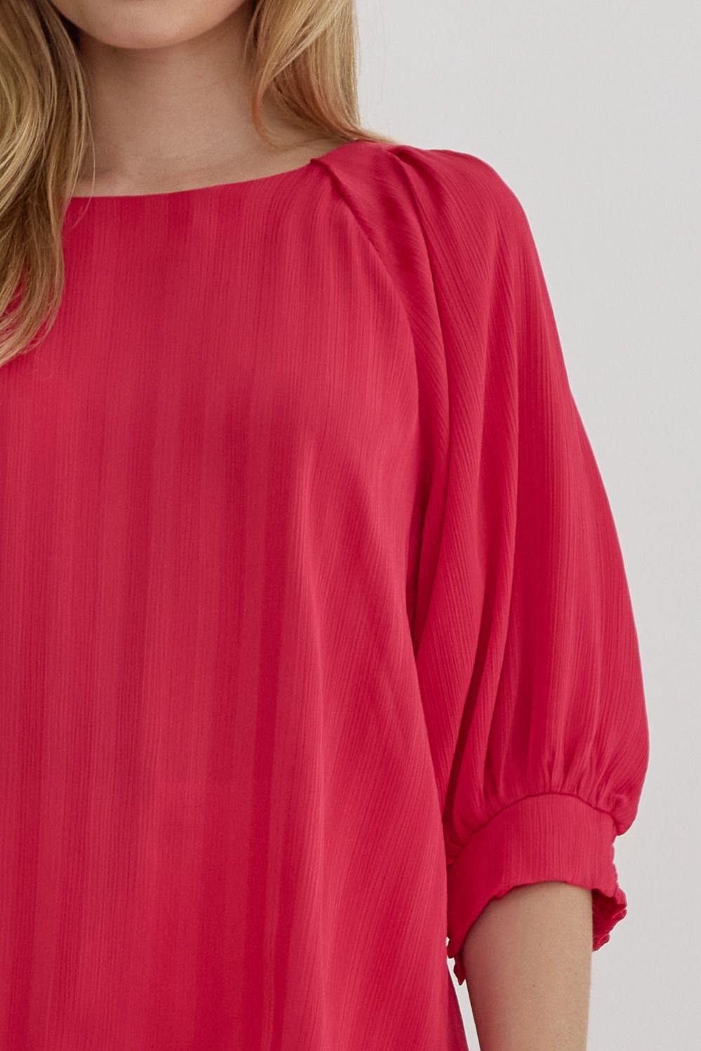 Entro Texture Detail Solid Top - Hot Pink