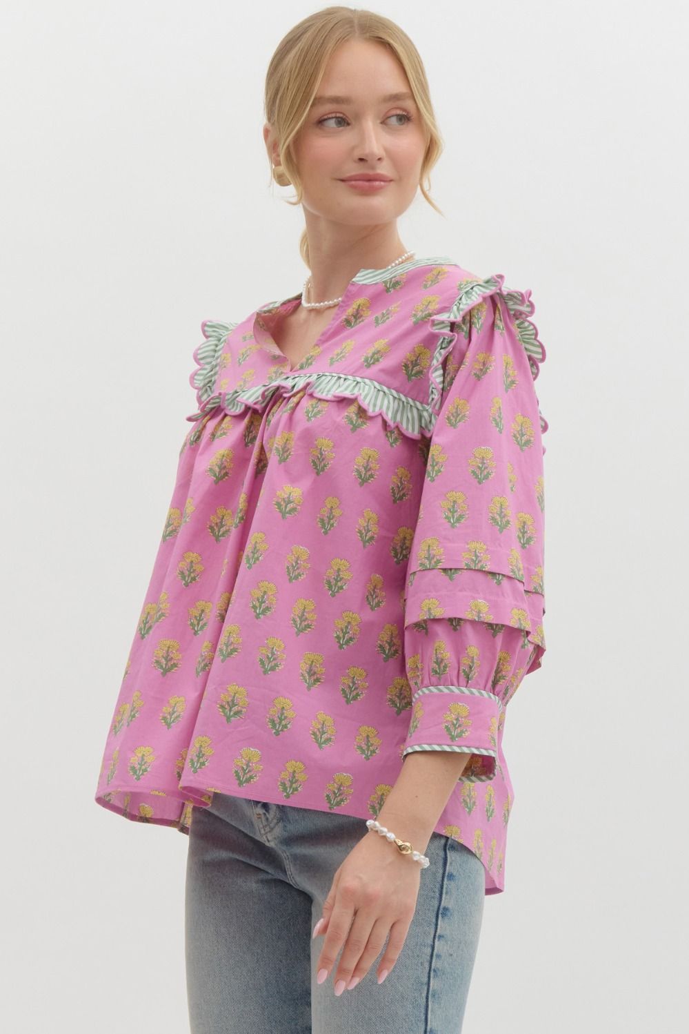 Entro Printed Floral Woven Top