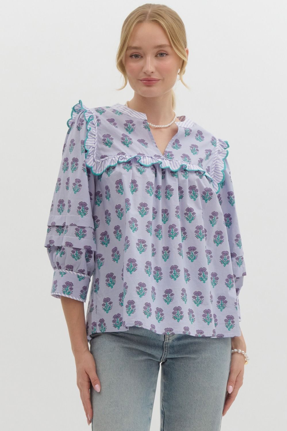 Entro Printed Floral Woven Top