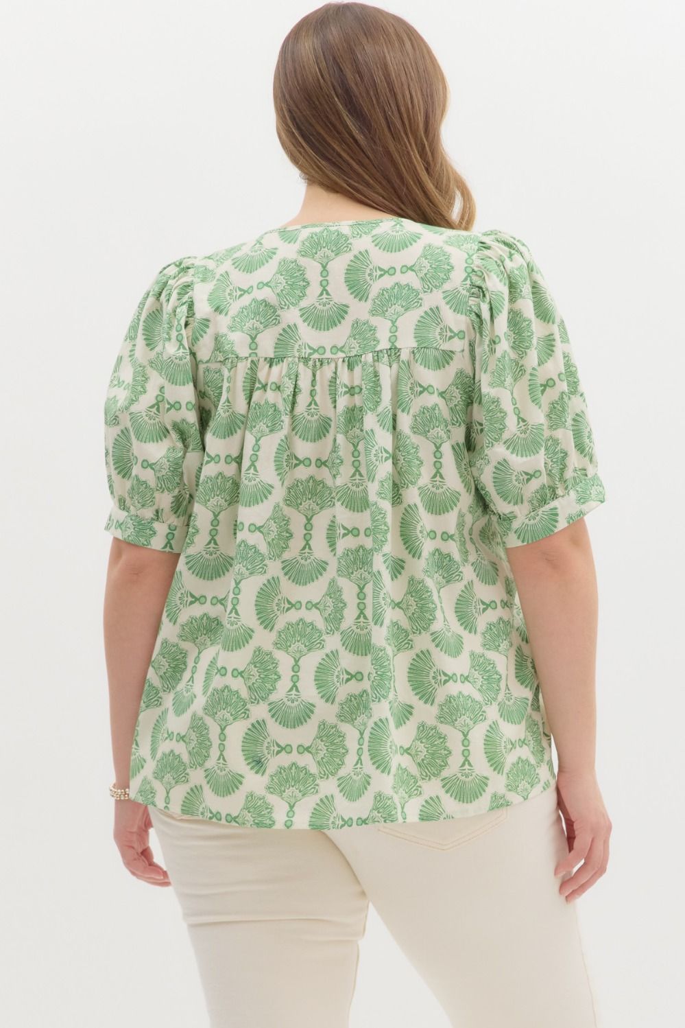 Entro Plus Printed Elbow Length Tassle Top