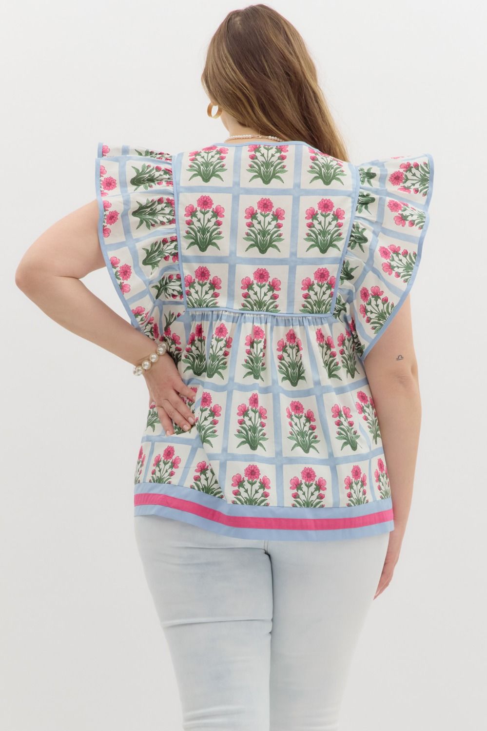 Entro Plus Floral Grid Top