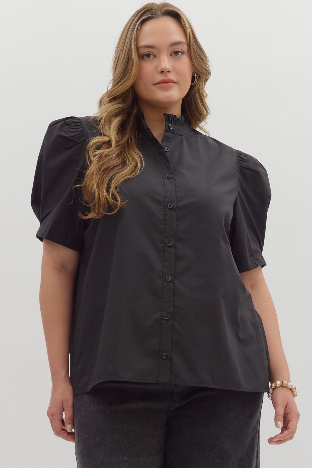 Entro Plus Sold Puff Shoulder Top