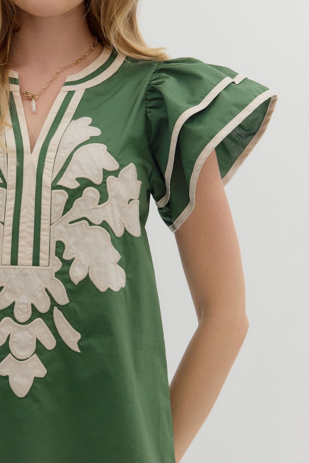 Entro Flutter Top with Applique Front