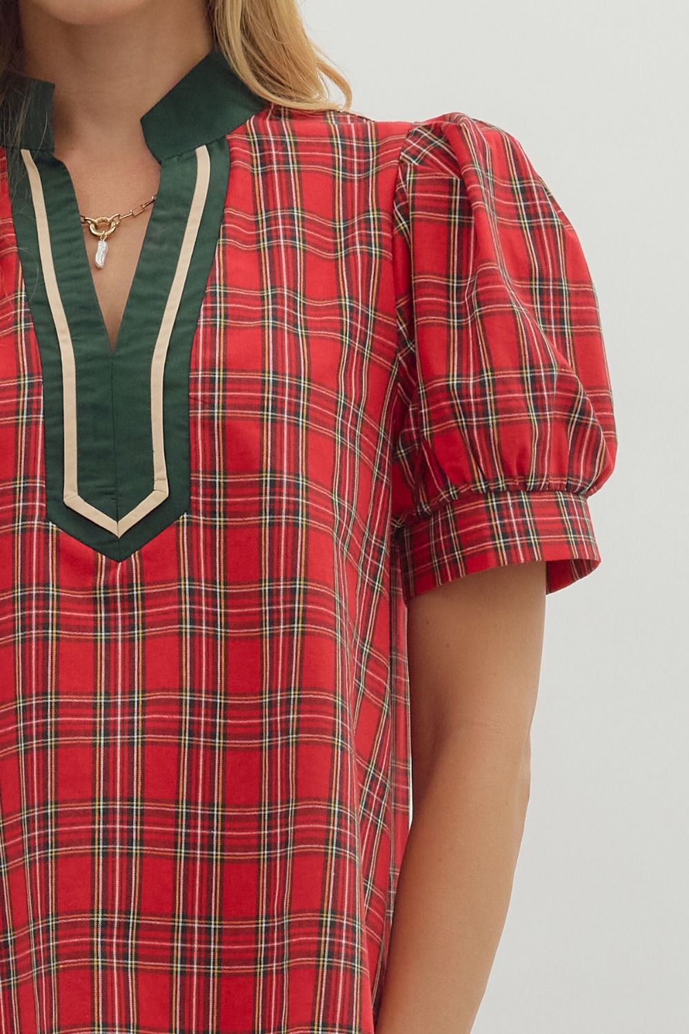 Entro Tartan Plaid Caftan Top