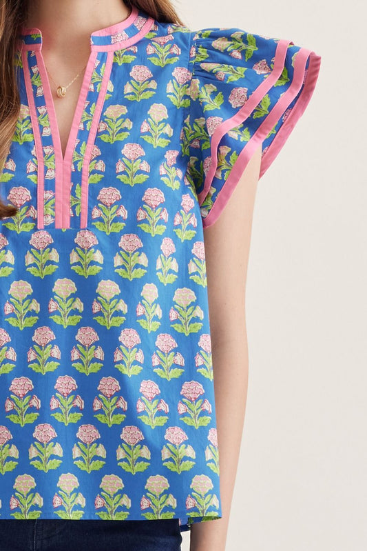 Entro Flutter Sleeve Floral Design Top