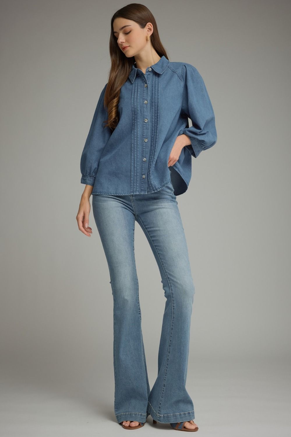 Entro Pintuck Denim Top