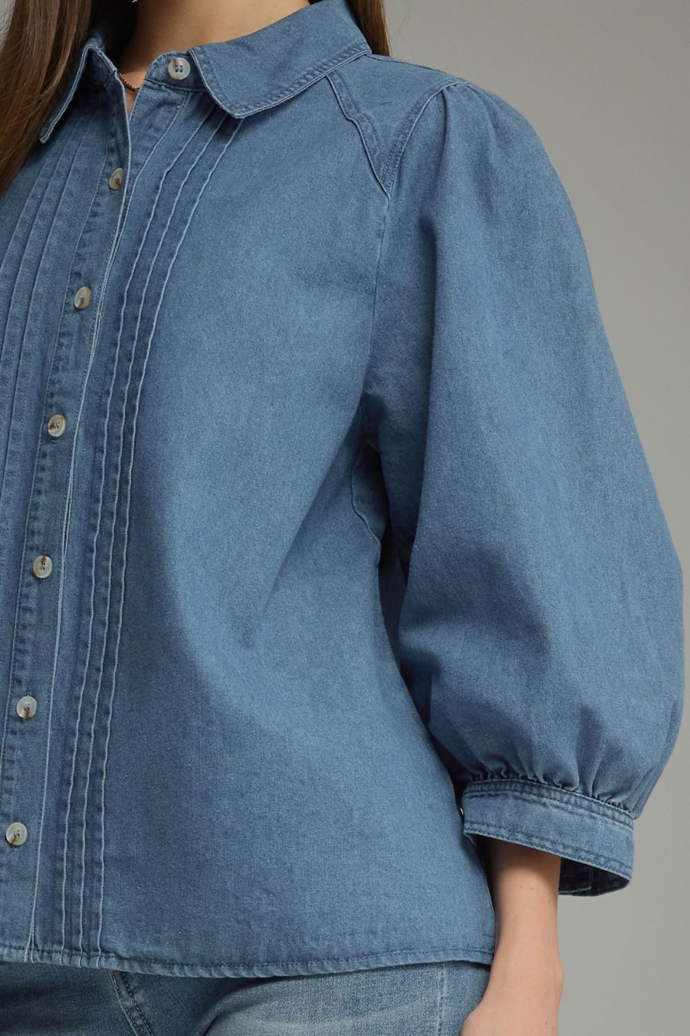 Entro Pintuck Denim Top