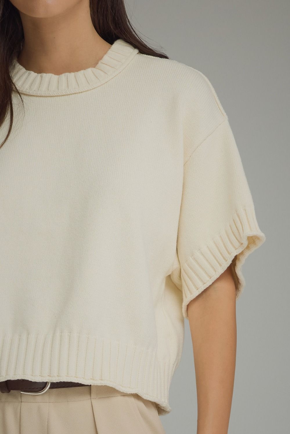 Entro Solid Short Sleeve Sweater