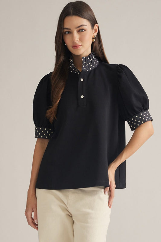 Entro Polka Dot Collar Top