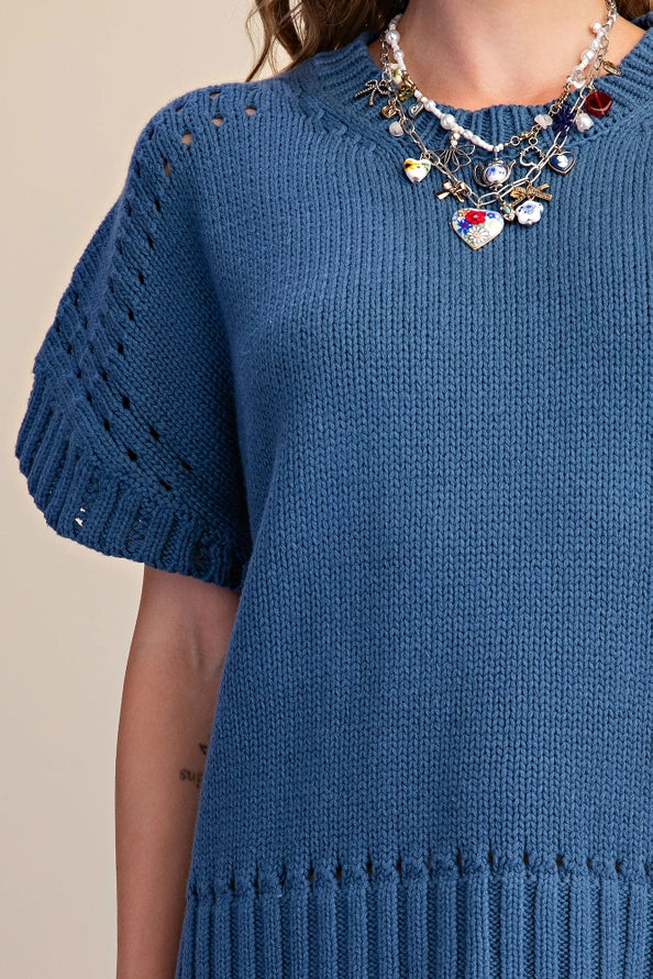 Glam Short Sleeve Crew Sweater