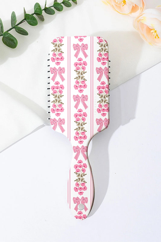 Floral Bow Print Hair Brush