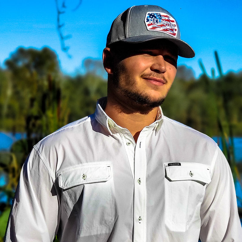 Fieldstone Red, White, and Blue Hat - Grey