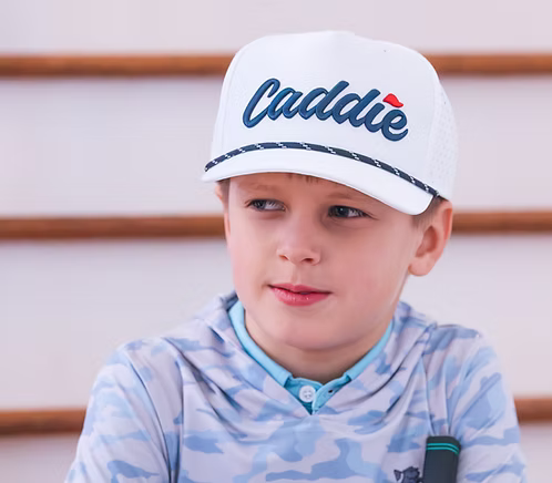 Caddie Performance Rope Hat - White w/ Navy