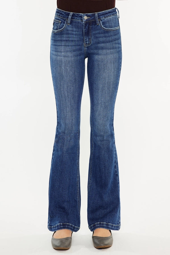 Kancan Petite Mid Rise Flare Jeans -KC20041M-PT