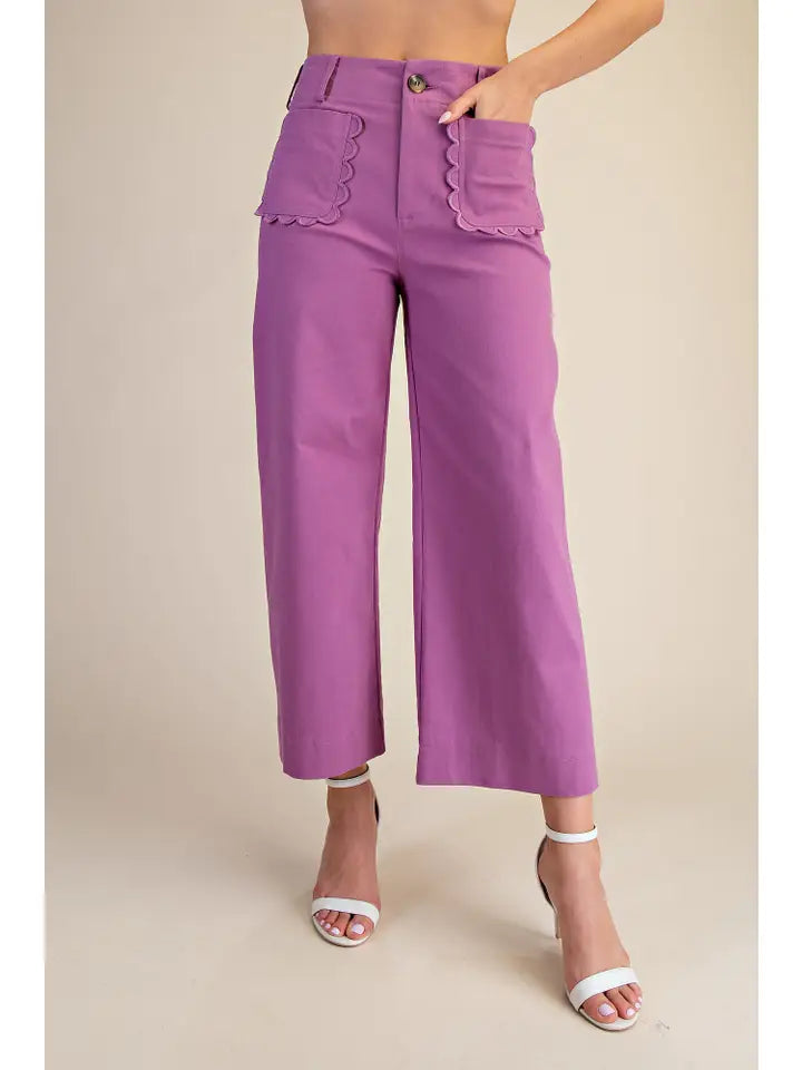 Glam Colette Cropped Scallop Pocket Detail Pants