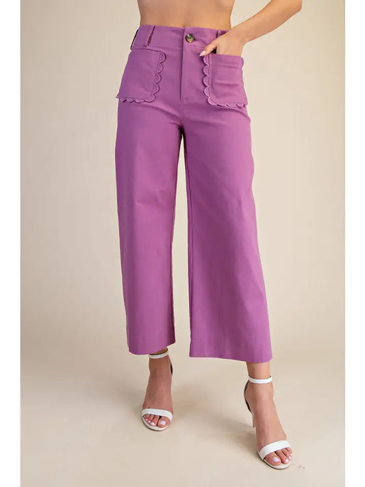 Glam Colette Cropped Scallop Pocket Detail Pants