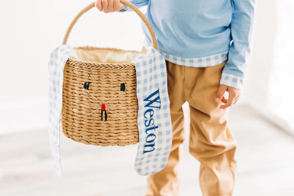 SB Gingham Bunny Ear Basket - FREE Monogram!