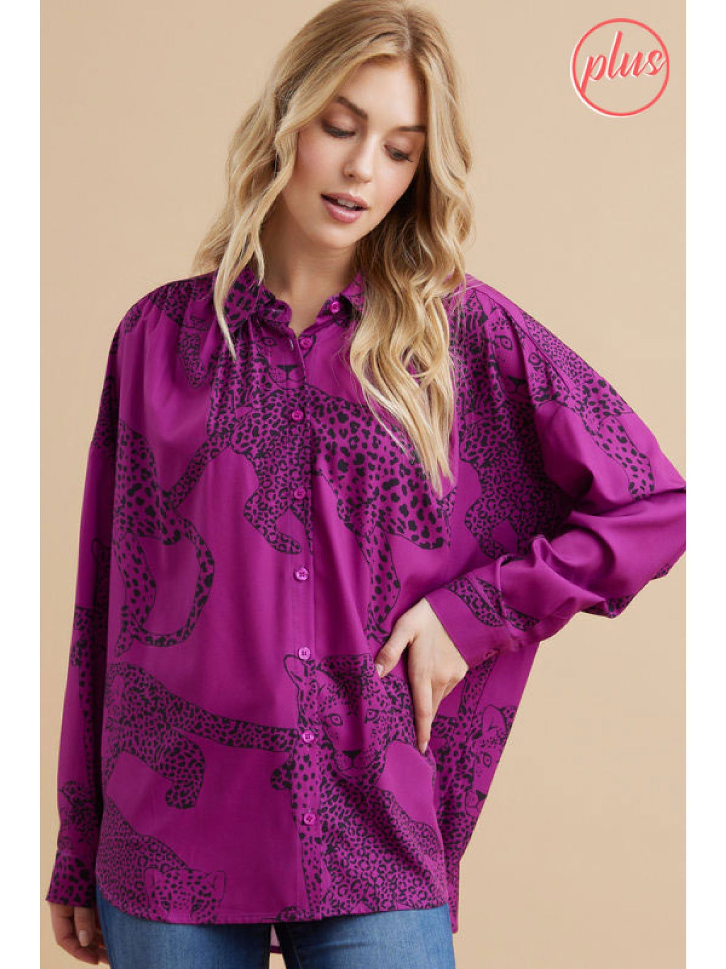 Jodifl Plus Jaguar Top - Magenta