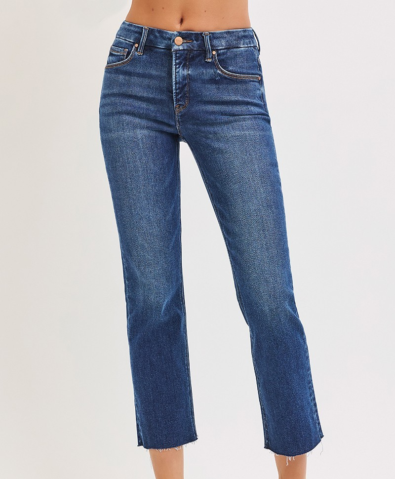 Risen Tummy Control Crop Straight Jeans